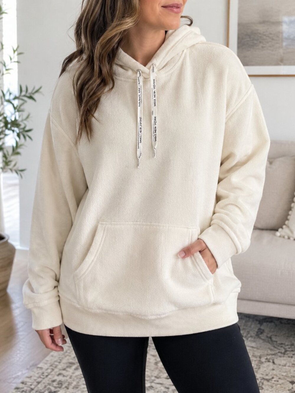 Marc New York Andrew Marc Ivory Ribbed Hoodie Women’s Large